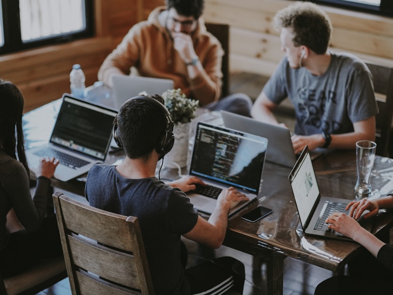 Team collaboration in modern office